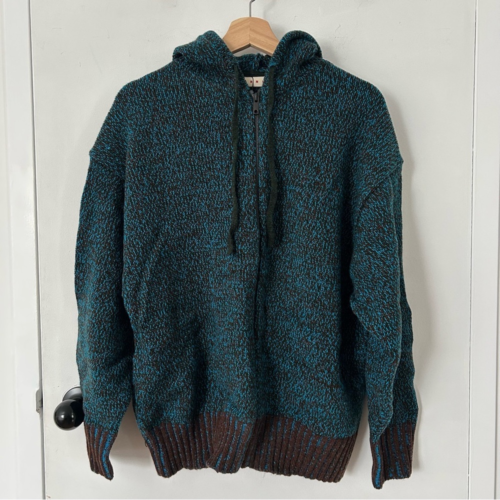 MARNI X UNIQLO TEAL & BROWN HOODIE SIZE M